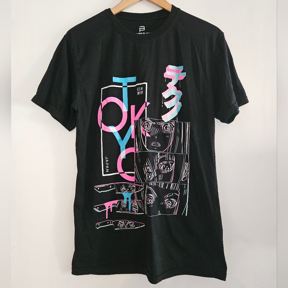 Faded Black Men's Tokyo, Japan Black T-shirt Size Medium